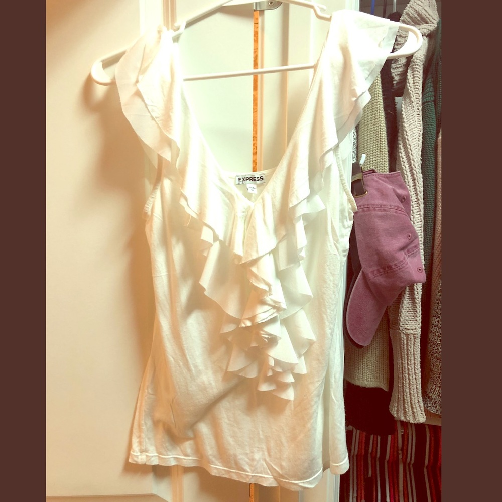 Express white ruffle top